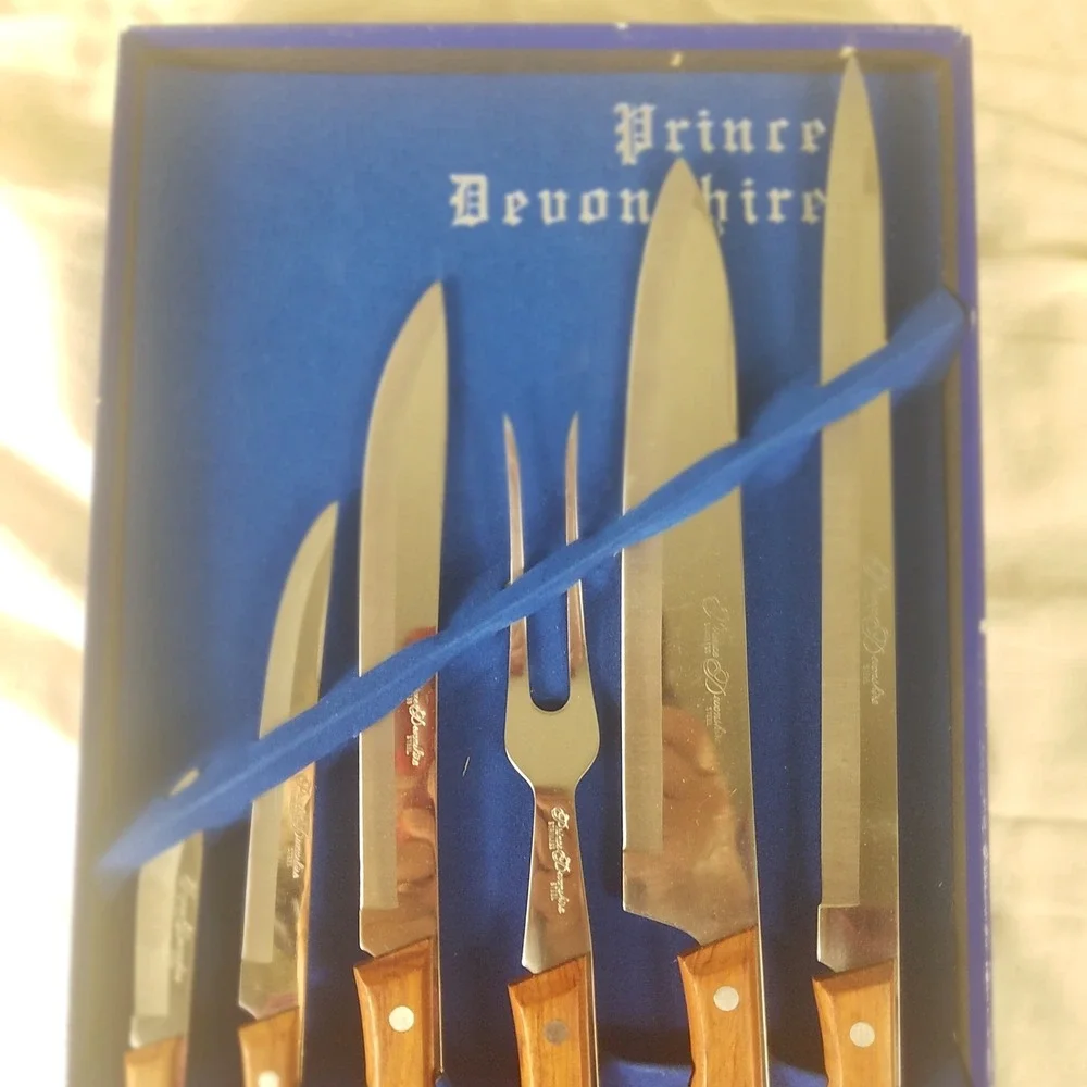 Prince Devonshire Cutlery Set vntg Brown New 6 Piece Stainless Wood Handle Japan